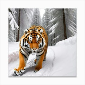 Tiger In The Snow Canvas Print