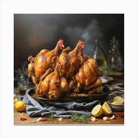 Chickens On A Platter Canvas Print