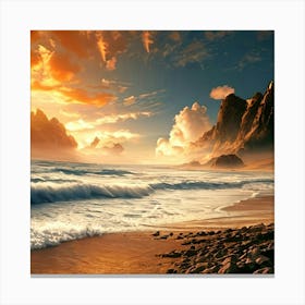 Sunset At The Beach 3 Canvas Print