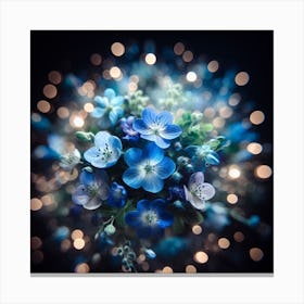 Blue Flowers Bokeh Canvas Print