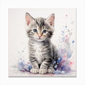 Kitten In Watercolor Canvas Print