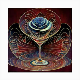 A rose in a glass of water among wavy threads 14 Canvas Print