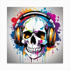 Skull With Headphones 50 Canvas Print