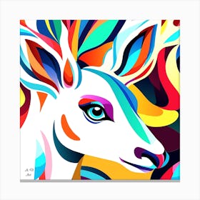 Colorful Wave Style Minimal Illustration Of A Young Deer Canvas Print