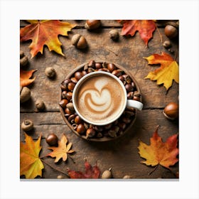 Autumn Leaves And Coffee 16 Canvas Print