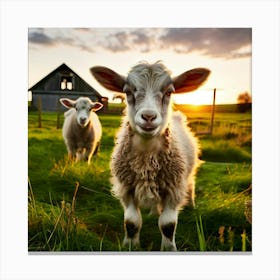 Grass Dairy Pasture Cattle Rural Rural Scene Green Goat Farm Grass Land Buck Eco Cute N (5) Canvas Print