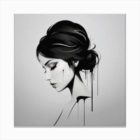 Black And White Portrait Of A Woman Canvas Print