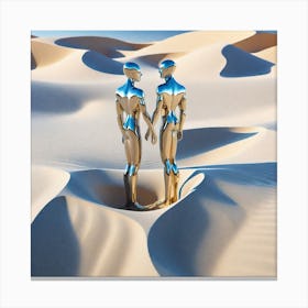 Two Robots In The Desert 1 Canvas Print