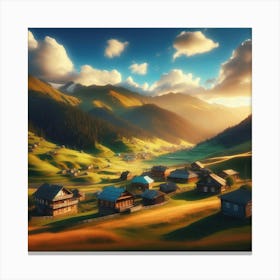 Village In The Mountains 1 Canvas Print