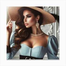 Beautiful Woman In A Hat Canvas Print