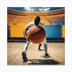 Basketball Player Holding Basketball Canvas Print