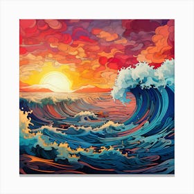 Ocean Wave At Sunset Canvas Print