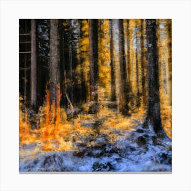 Fire In The Forest Surreal Beautiful Scene Canvas Print