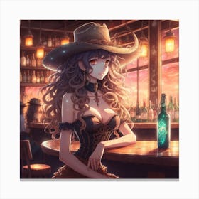 Anime Cowgirl Created using Imagine AI Art Canvas Print