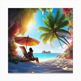 Woman On The Beach Canvas Print