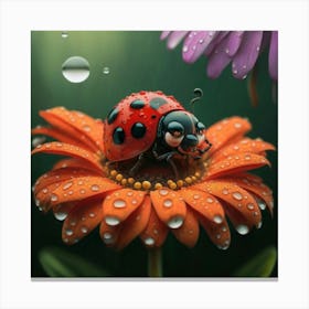 Ladybug On A Flower 1 Canvas Print