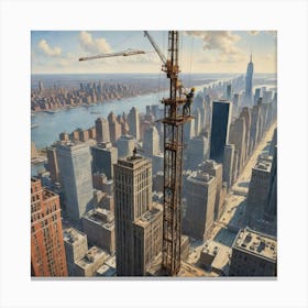 The City's Guardian: A Worker on the Edge of Creation New York Canvas Print