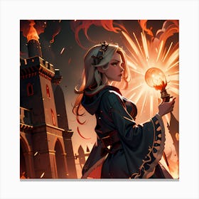 Young Mage Summoning Fireball Canvas Print