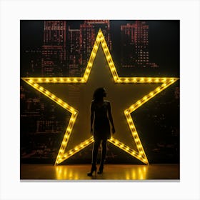 Woman In Front Of A Star Canvas Print