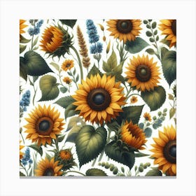 Sunflowers Pattern Canvas Print