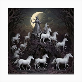 Unicorns In The Forest 4 Canvas Print