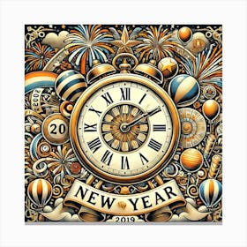 New Year Countdown Clock Printed Art A Festive Illustration Of A New Year Countdown Clock, Perfect For Capturing The Anticipation And Joy Of The New Year In Any Space Printed Art Canvas Print