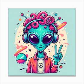 Alien Peace Sign 4 Canvas Print