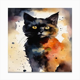 Cat In Watercolor Canvas Print