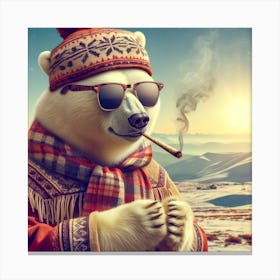 Polar Bear Smoking Weed Canvas Print