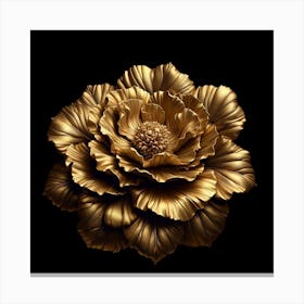 Gold Flower On Black Background Canvas Print