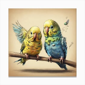 Two Parakeets 1 Canvas Print