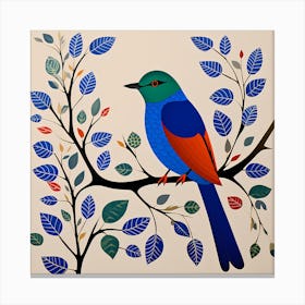 Gond Art India, Bird On a Branch, folk art, 149 Canvas Print