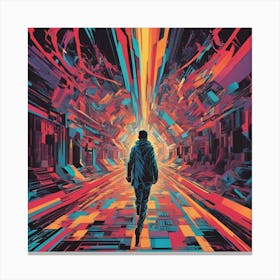 Mouth Is Walking Down A Long Path, In The Style Of Bold And Colorful Graphic Design, David , Rainbo Canvas Print