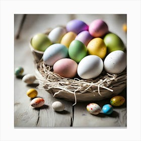 Easter Eggs In A Nest Canvas Print