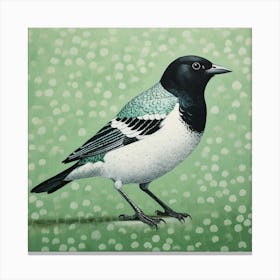 Ohara Koson Inspired Bird Painting Cowbird 1 Square Canvas Print