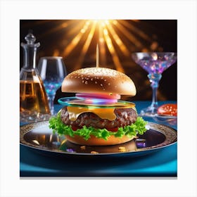 Burger On A Plate 42 Canvas Print