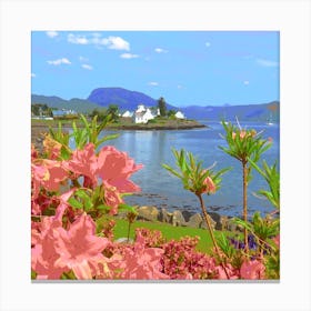 Scotland Landscape plockton Cool Pink Flora Canvas Print