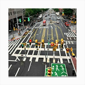 Aerial View Of A City Street Canvas Print