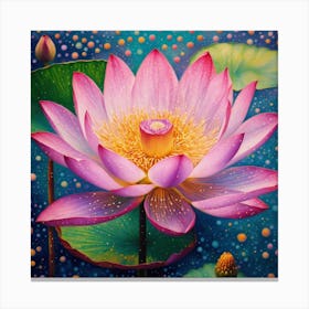 Pointillist on metal "Flower of Lotus" 3 Canvas Print