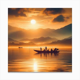 Sunrise On The Lake Canvas Print