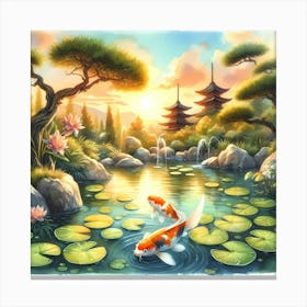 Koi Fish In Pond 2 Canvas Print