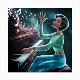 Girl Playing Piano Canvas Print