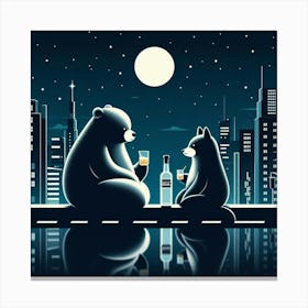 Bears At Night Canvas Print