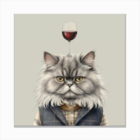 Persian Cat with Red Wine Canvas Print