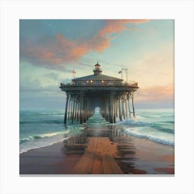 Pier At Sunset Canvas Print