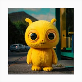 Firefly Cute, Friendly, Alien, Yellow, Cat Eyes, Bus Stop, Whimsical, Vibrant, Extraterrestrial, Cha (11) Canvas Print