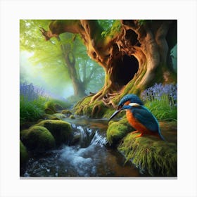 Kingfisher In The Forest 17 Canvas Print
