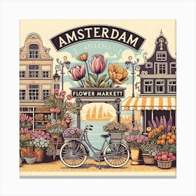 Amsterdam Flower Market Canvas Print