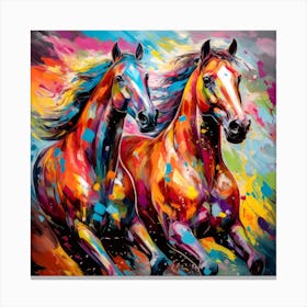 Two Horses Running Canvas Print