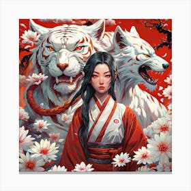 Asian girl charm guards Canvas Print